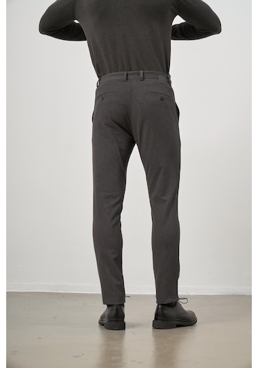Koyu Antrasit Düz Gabardin Slim Fit Casual Pantolon 1003245102 Koyu Antrasit