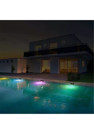 Geeksen Güneş Enerjili Havuz Ve Bahçe Aydınlatma Led'leri - 8 Adet Renk Değiştiren Su Geçirmez Basamak Lambası Siyah
