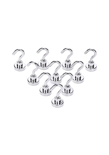 10 Adet 16 MM Pot Mıknatıs - Güçlü Neodyum Askı Kanca Mıknatıs N11.6991