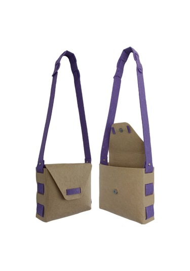 Kız Çocuk Omuz Çantası Keçe Sağlıklı Dikişsiz Etkinlik Günlük Çanta Kahve-mor Diğer