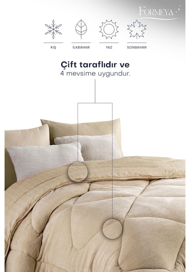 Formeya Lüx  Çift Taraflı Welsoft Tek Kişilik Yorgan Bej