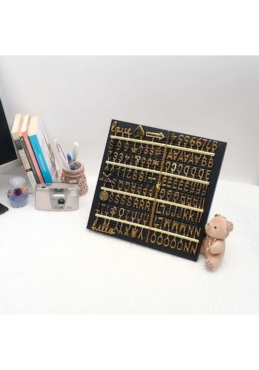 Siyah Yazı Panosu Mesaj Tahtası, 121 Gold Harf Karakterli
