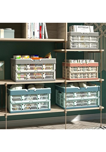 Xuweiwei Küçük Gri Katlanır Plastik Depolama Sepeti Ev Ofis Yatak Altı Organizasyon Gri