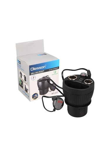 Olesson 1640 12-24v Çiftli Çift Usbli 120w 80cm Kablolu Dijital Ekranlı Araç Çakmak Çoklayıcı