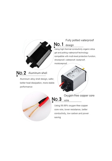 Sones Jıelaıte Lk1253 15w Alüminyum Alaşımlı Akıllı Koruma Su Geçirmez Araba Güç Dönüştürücü 12v 4,2v/3a