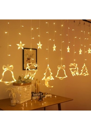 Led Işık - 3m 6 Sıra Şekilli Perde Gün Işığı Renkli