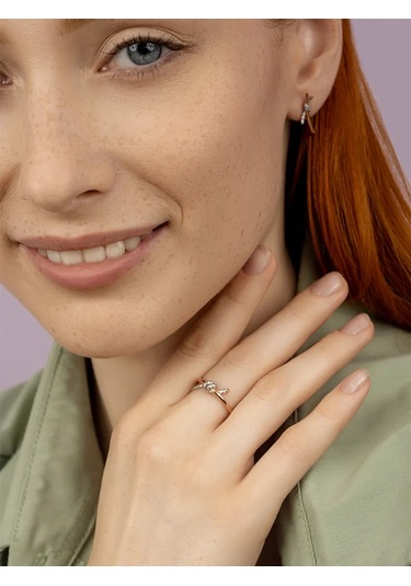 Veronika 925 Ayar Gümüş Altın Kaplama Kristali Taşlı Düğüm Yüzük 162194168 Altın