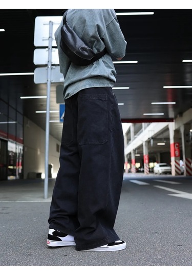 Pokaifu Y2k Tarzında Çok Geniş Kot Pantolonlar 306817563 Koyu Gri