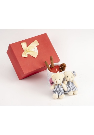 2'li Ayıcık Hediyeli Özel Tasarım Mum