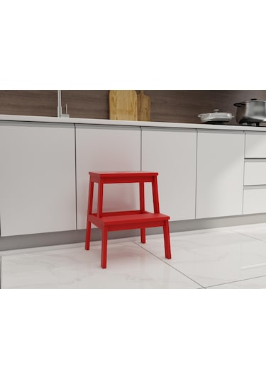 Fastwood Basamaklı Ahşap Tabure Kırmızı