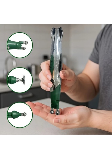 Elmpaly Yeşil 3'ü 1 Arada Elektrikli Masaj Kalemi 3 Başlıklı Taşınabilir Sırt Boyun Masaj Aleti Yeşil