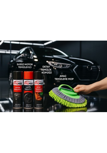 4 Parça Profesyonel Oto Temizlik Seti , Motor, Lastik, Torpide Ve Araç Temizleme Mop