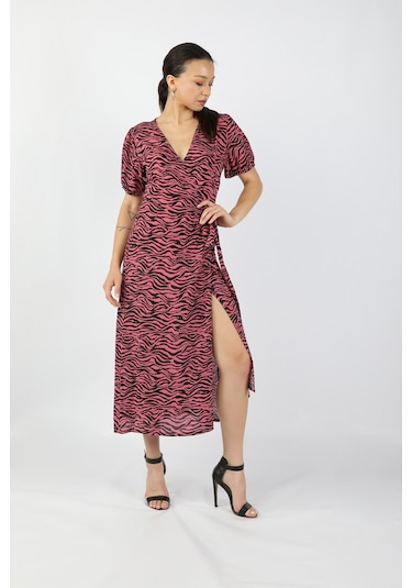 Kadın Viskon Pembe Elbise Pembe