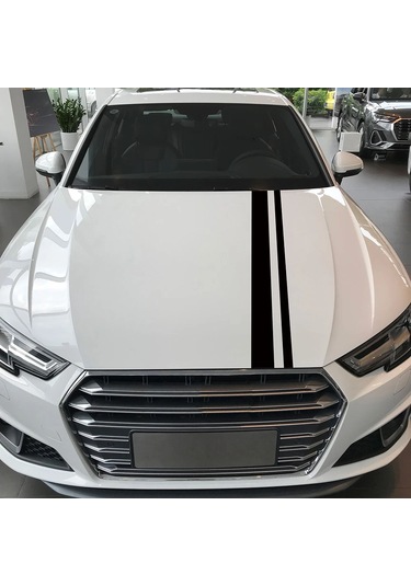 Evrensel Araba Kaput Kapağı Etiket Klasik Çizgili Grafik Şekillendirme Vinil Film Glossy Orange 1 Piece Set