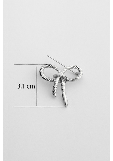 Kurdele 18 Ayar Beyaz Altın Kaplama Gümüş Broş Beyaz Altın Kaplama