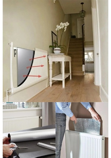 3 Adet Petek Radyatör Arkası Folyo Plaka Kalorifer Arkalığı Alüminyum Isı Yalıtım Folyosu 100x50 Cm