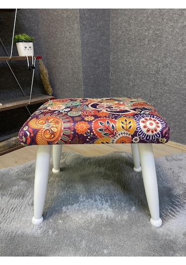 Trend Lake Retro Ahşap Ayak Uzatma Pufu Makyaj Koltuğu Bench Tabure