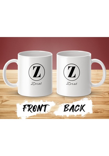 Zoral İsimli Kupa Bardak, Harfli Bardak, Hediye Kupa Bardak, Kahve Kupa Bardak Beyaz