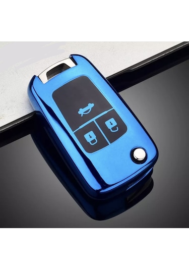Chevrolet Uyumlu Cruze Parlak Anahtar Kılıfı Mavi Renk