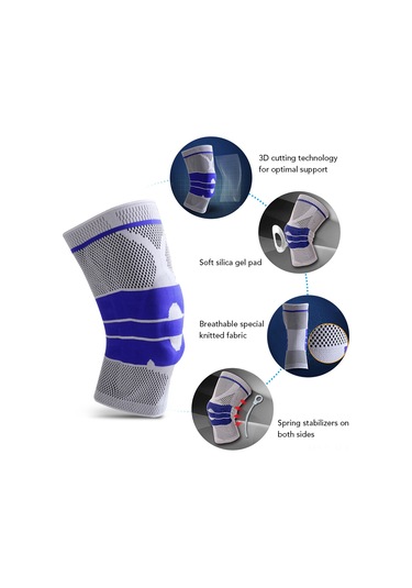 Kosona L Bedenli 2 Adet Silikon Yastık Ve Çift Taraflı Yaylı Desteği, Akıllı Dokuma Ventilasyonlu Spor Dizlikleri - Basketbol, Koşu, Bisiklet İçin