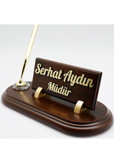 Tek Kalemli Ahşap Kabartma Masa İsimliği Ahşap Masa İsimlik