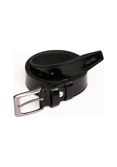 Erkek Hakiki Gerçek Klasik Deri Kemer Rugan Siyah 112517 001