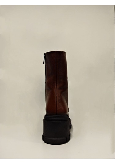 Castle Black Yldz-52671-1 Hakkiki Deri Kadın Bot Taba