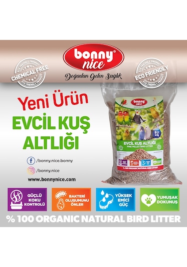 Bonny Nice Organik Çam Pelet Evcil Kuş Altlığı 5 Kg 9 l