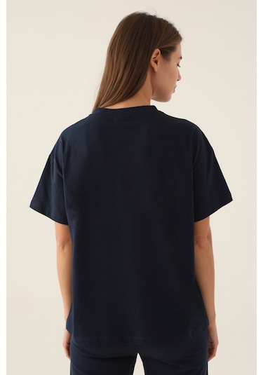 Harvard Patterned Lacivert Kadın T-shirt 5274-42834 Lacivert