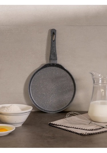 Agness Crepe Tavası "black Marble" 22 Cm Yapışmaz 321030748 Gri