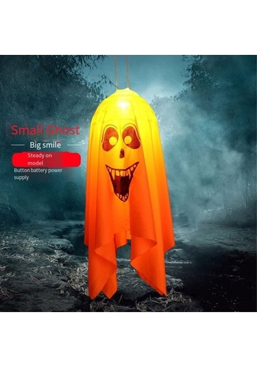 Szypzstore Kumaş Cadılar Bayramı Dekorasyon Işıkları, Açık Hava Sahne Düzeni Aksesuarları, Korku Hayaleti Led Yanıp Sönen Işıklar Turuncu Kötü Gülümseme Jv193z Beyaz