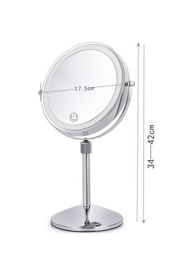 Sones Masaüstü Çift Taraflı Yuvarlak Led Aydınlatmalı Makyaj Aynası Kaldırılabilir Büyüteçli Ayna, Özellikler: Düzlem + 5 Kat Büyütme 7 İnç Pil Modeli