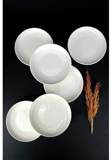Digithome Semazen 6 Lı Porselen Pasta Ve Sunum Tabağı Seti 17 Cm Krem - Tl4054475 C320.003