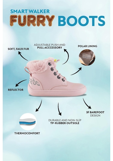 Hopfrög Furry Boots Pembe Lotus Barefoot Çocuk Botu Pembe