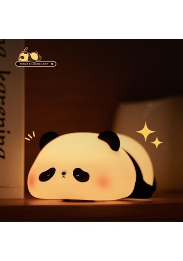 Silikon Panda Led Gece Lambası Sevimli Hayvan Karikatür Nightlights Çocuklar İçin Başucu Masa Lambası Yatak Odası Oturma Odası Dekor Oyuncaklar Hediye Beyaz