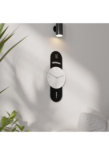 Dekoratif Şeffaf Pleksili Lüx Duvar Saati Siyah Beyaz