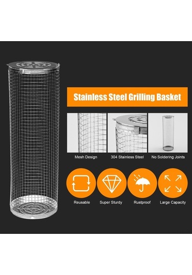 Fortunelane Büyük Boy Paslanmaz Çelik Bbq Seti - 8 Parça, Pratik Mangal Kafesi