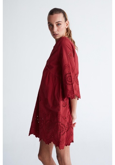 Peraluna Hiromi Dress %100 Pamuk 3/4 Kol Diz Hizası Yazlık Kadın Elbise Magenta-magenta Yeşil