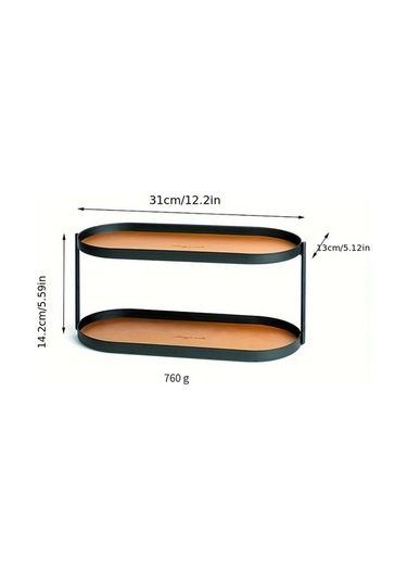 Maxaccess Büyük Boy Kahverengi 2 Katlı Deri Ve Metal Saklama Rafı - Banyo, Yatak Odası Kahverengi