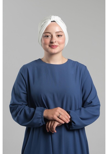 Krem Pratik Hazır Geçmeli Tesettür Bone Sandy Pileli Salaş 2121 40 Krem