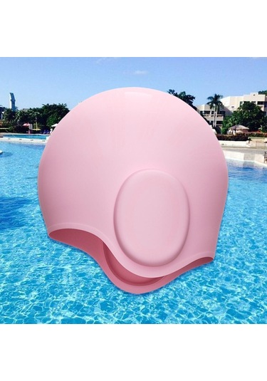 Suntek Kulak Koruma Uzun Saçlı Yüzme Şapkası Yüksek Pembe