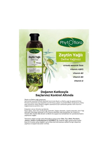 Phytoflora Tuzsuz Zeytinyağlı Defne Yağlı Şampuan 400 ML