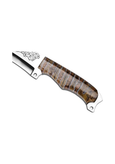 Bora Mamut Dişi Saplı Gravürlü Özel Tasarım Bıçak Sakura 2 Çok Renkli