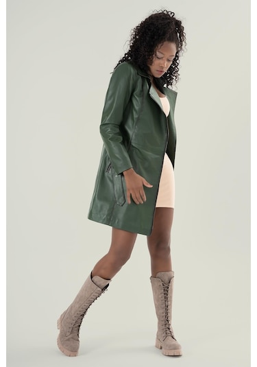 Rosana Yeşil Deri Mont 211611 001