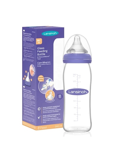 Lansinoh Cam Biberon + Natural Wave Biberon Emziği 240 ML