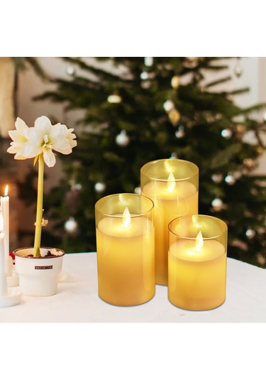 Tenfowee Uzaktan Kumandalı Led Alevsiz Mum Seti - 3 Adet, Sıcak Beyaz Işık, Ev Dekorasyonu Ve Hediye İçin İdeal