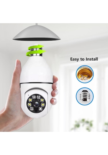 Akıllı Wifi Ampul Kamera V 380 Uygulma Kotrol Renkli Gece Görüş