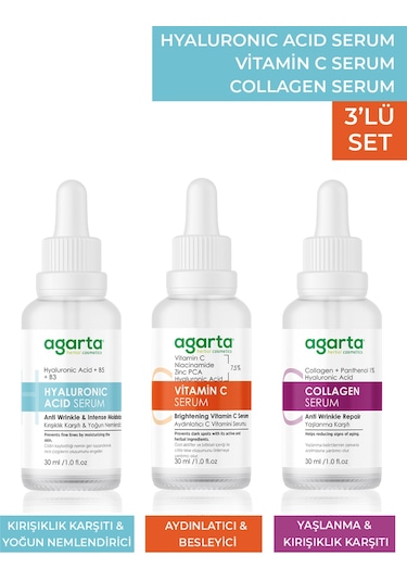 Agarta Collagen + Hyaluronic Acid + Vitamin C Serum 3 x 30 ML