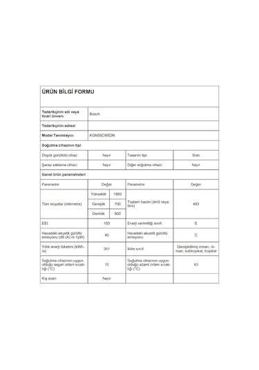 Bosch KGN55CWE0N 483 LT No-Frost Kombi Tipi Buzdolabı