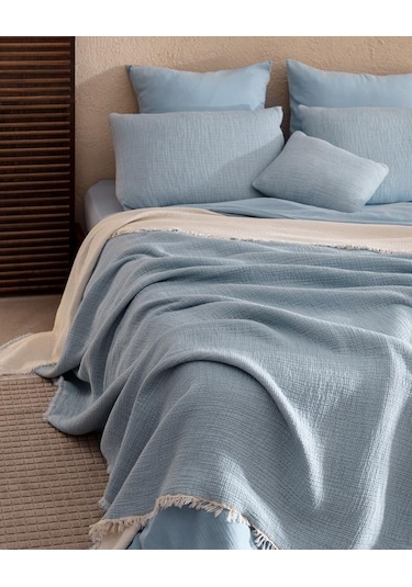 Madame Coco Pivoine 8 Parça Çeyiz Açık Mavi - Ekru